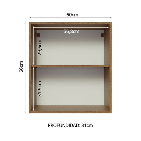 Mueble Superior de Cocina Glamy Marron y Negro 60x66cm con Dos Entrepaños y con Una Puerta - MUEBLES SUPERIORES DE COCINA | Bylmo