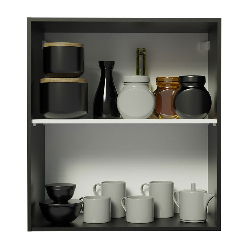 Mueble Superior de Cocina Reims Negro 60x66cm con Dos Entrepaños y con Una Puerta - MUEBLES SUPERIORES DE COCINA | Bylmo