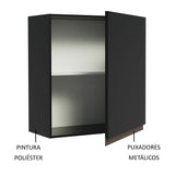Mueble Superior de Cocina Reims Negro 60x66cm con Dos Entrepaños y con Una Puerta - MUEBLES SUPERIORES DE COCINA | Bylmo