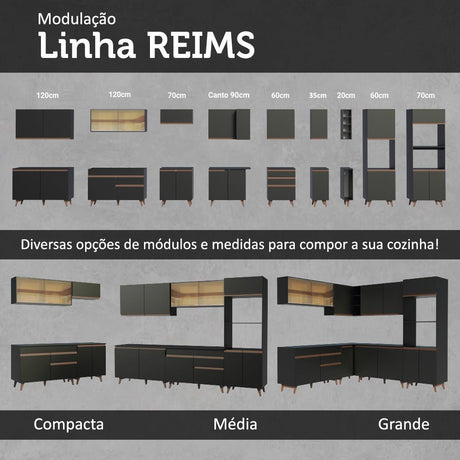 Mueble Superior de Cocina Reims Negro 60x66cm con Dos Entrepaños y con Una Puerta - MUEBLES SUPERIORES DE COCINA | Bylmo