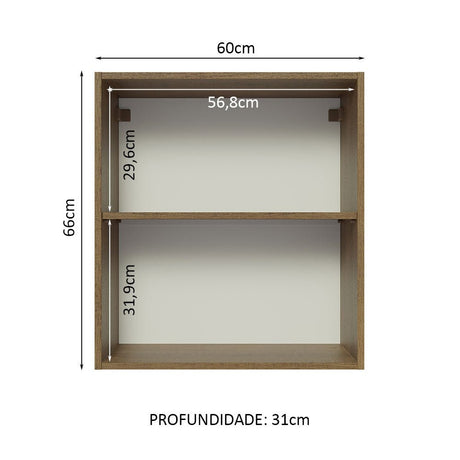 Mueble Superior de Cocina Lux Marron y Gris 60x66cm con Dos Entrepaños y con Una Puerta - MUEBLES SUPERIORES DE COCINA | Bylmo