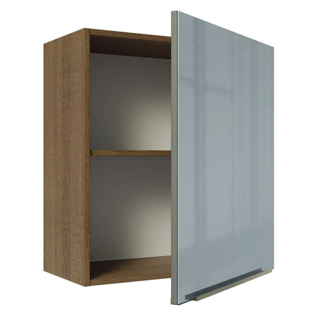 Mueble Superior de Cocina Lux Marron y Gris 60x66cm con Dos Entrepaños y con Una Puerta - MUEBLES SUPERIORES DE COCINA | Bylmo