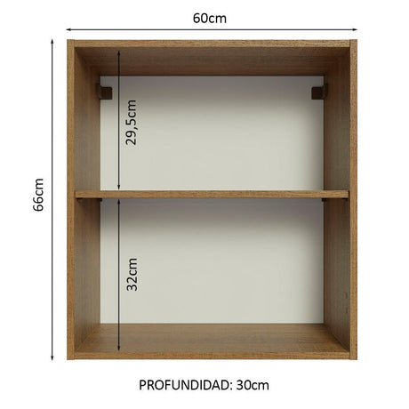 Mueble Superior de Cocina Marron 60x66cm con Dos Entrepaños - MUEBLES SUPERIORES DE COCINA | Bylmo