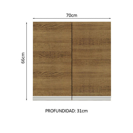 Mueble Superior de Cocina Glamy Marron 70x66cm con Dos Entrepaños y con Dos Puertas - MUEBLES SUPERIORES DE COCINA | Bylmo
