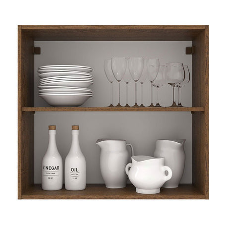 Mueble Superior de Cocina Agata Marron y Blanco 70x66cm con Dos Entrepaños y con Dos Puertas - MUEBLES SUPERIORES DE COCINA | Bylmo