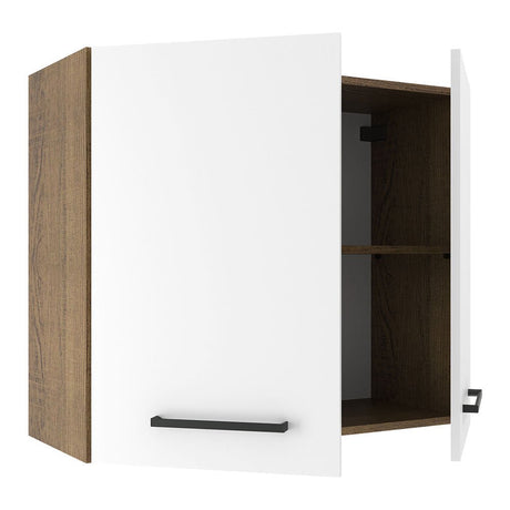 Mueble Superior de Cocina Agata Marron y Blanco 70x66cm con Dos Entrepaños y con Dos Puertas - MUEBLES SUPERIORES DE COCINA | Bylmo