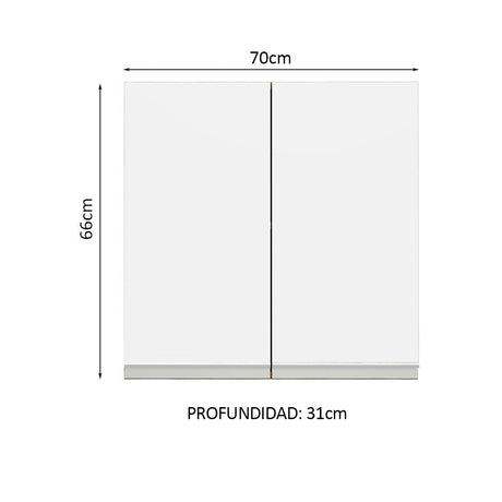 Mueble Superior de Cocina Glamy Marron y Blanco 70x66cm con Dos Entrepaños y con Dos Puertas - MUEBLES SUPERIORES DE COCINA | Bylmo