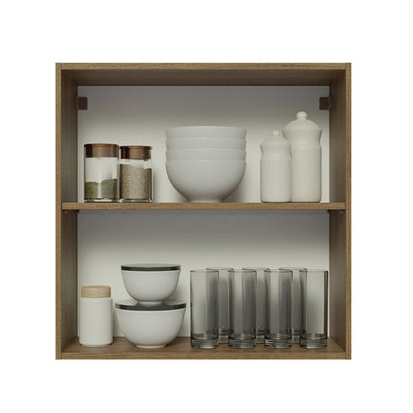 Mueble Superior de Cocina Glamy Marron y Blanco 70x66cm con Dos Entrepaños y con Dos Puertas - MUEBLES SUPERIORES DE COCINA | Bylmo