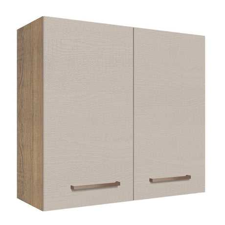 Mueble Superior de Cocina Agata Marron y Crema 70x66cm con Dos Entrepaños y con Dos Puertas - MUEBLES SUPERIORES DE COCINA | Bylmo