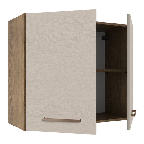 Mueble Superior de Cocina Agata Marron y Crema 70x66cm con Dos Entrepaños y con Dos Puertas - MUEBLES SUPERIORES DE COCINA | Bylmo
