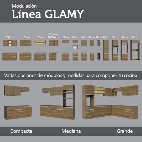 Mueble Superior de Cocina Glamy Marron 70x33cm con Un Entrepaño y con Una Puerta - MUEBLES SUPERIORES DE COCINA | Bylmo