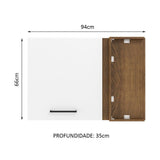 Mueble Superior de Cocina Agata Marron y Blanco 94x66cm con Dos Entrepaños y con Una Puerta - MUEBLES SUPERIORES DE COCINA | Bylmo