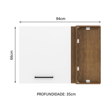 Mueble Superior de Cocina Agata Marron y Blanco 94x66cm con Dos Entrepaños y con Una Puerta - MUEBLES SUPERIORES DE COCINA | Bylmo