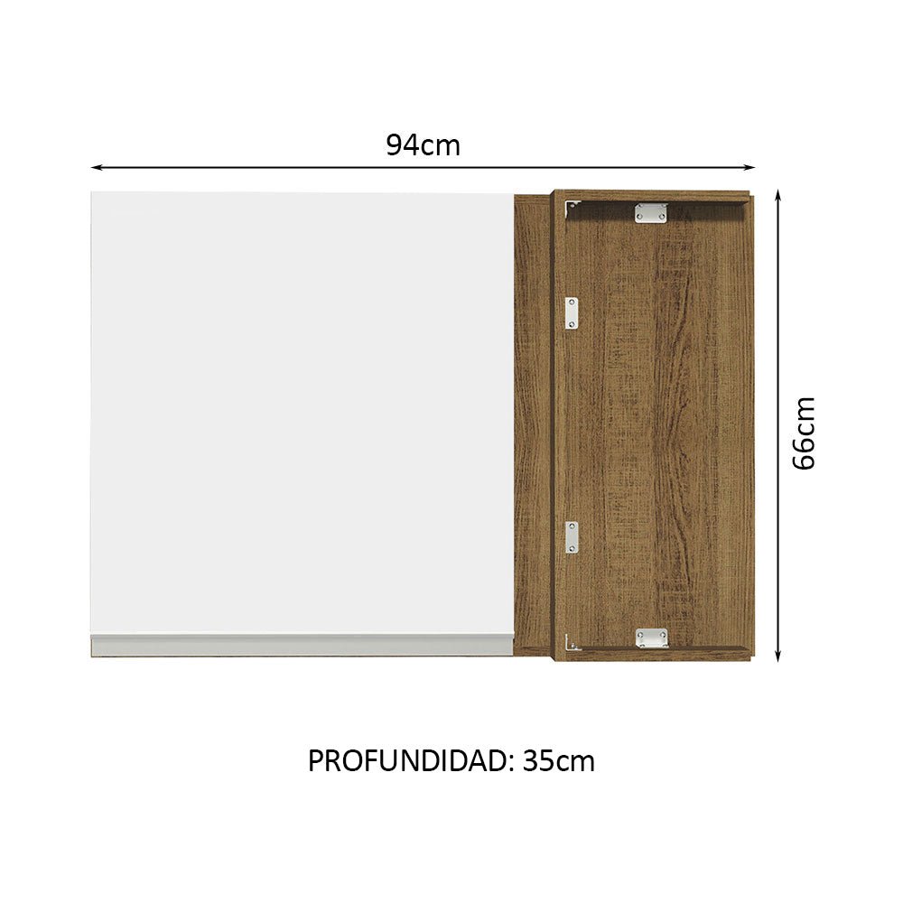 Mueble Superior de Cocina Glamy Marron y Blanco 94x66cm con Dos Entrepaños y con Una Puerta - MUEBLES SUPERIORES DE COCINA | Bylmo