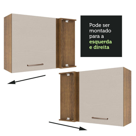 Mueble Superior de Cocina Agata Marron y Crema 94x66cm con Dos Entrepaños y con Una Puerta - MUEBLES SUPERIORES DE COCINA | Bylmo