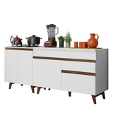 Set X 2 Muebles Inferiores de Cocina Reims Blanco 190x83cm con Mesón de Madera Aglomerada MPD y sin Estufa - MUEBLES INFERIORES DE COCINA | Bylmo