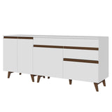 Set X 2 Muebles Inferiores de Cocina Reims Blanco 190x83cm con Mesón de Madera Aglomerada MPD y sin Estufa - MUEBLES INFERIORES DE COCINA | Bylmo