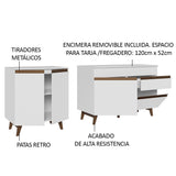 Set X 2 Muebles Inferiores de Cocina Reims Blanco 190x83cm con Mesón de Madera Aglomerada MPD y sin Estufa - MUEBLES INFERIORES DE COCINA | Bylmo