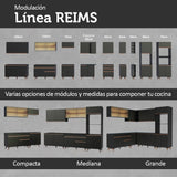 Set X 2 Muebles Inferiores de Cocina Reims Negro 190x83cm con Mesón de Madera Aglomerada MPD y sin Estufa - MUEBLES INFERIORES DE COCINA | Bylmo