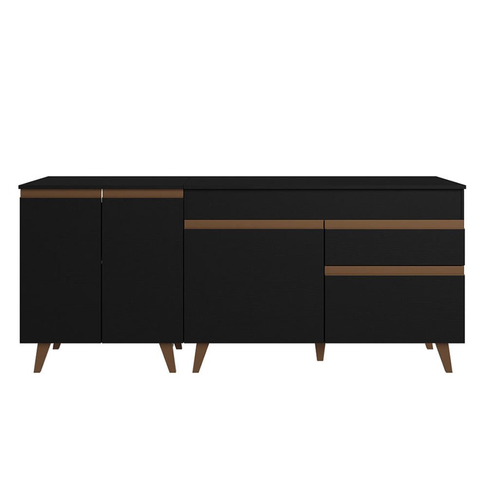 Set X 2 Muebles Inferiores de Cocina Reims Negro 190x83cm con Mesón de Madera Aglomerada MPD y sin Estufa - MUEBLES INFERIORES DE COCINA | Bylmo