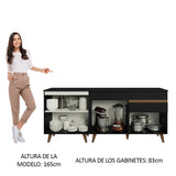 Set X 2 Muebles Inferiores de Cocina Reims Negro 190x83cm con Mesón de Madera Aglomerada MPD y sin Estufa - MUEBLES INFERIORES DE COCINA | Bylmo