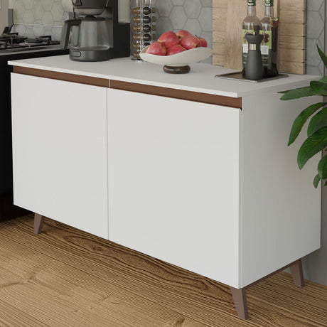 Combo Mueble Superior e Inferior de Cocina Reims Blanco 120x210cm con Mesón de Madera Aglomerada MPD y sin Estufa - MUEBLES INFERIORES DE COCINA | Bylmo