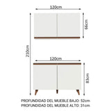 Combo Mueble Superior e Inferior de Cocina Reims Blanco 120x210cm con Mesón de Madera Aglomerada MPD y sin Estufa - MUEBLES INFERIORES DE COCINA | Bylmo