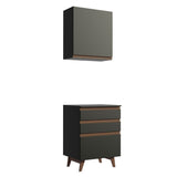 Combo Mueble Superior e Inferior de Cocina Reims Negro 60x210cm con Mesón de Madera Aglomerada MPD y sin Estufa - MUEBLES INFERIORES DE COCINA | Bylmo