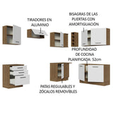 Cocina Integral Esquinero Modular Agata Marron y Blanco 399x225cm sin Mesón sin Estufa con Tres Cajones y con Dieciocho Entrepaños - COCINAS | Bylmo