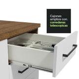 Cocina Integral Esquinero Modular Agata Marron y Blanco 399x225cm sin Mesón sin Estufa con Tres Cajones y con Dieciocho Entrepaños - COCINAS | Bylmo
