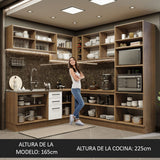 Cocina Integral Esquinero Modular Agata Marron y Blanco 459x225cm sin Mesón sin Estufa con Tres Cajones y con Veintisiete Entrepaños - COCINAS | Bylmo
