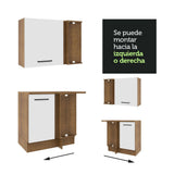 Cocina Integral Esquinero Modular Agata Marron y Blanco 459x225cm sin Mesón sin Estufa con Tres Cajones y con Veintisiete Entrepaños - COCINAS | Bylmo
