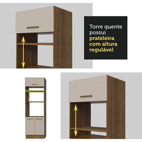Cocina Integral Esquinero Modular Agata Marron y Crema 459x225cm sin Mesón sin Estufa con Tres Cajones y con Veintisiete Entrepaños - COCINAS | Bylmo