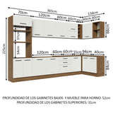 Cocina Integral Esquinero Modular Agata Marron y Blanco 499x225cm sin Mesón sin Estufa con Tres Cajones y con Treinta y uno Entrepaños - COCINAS | Bylmo