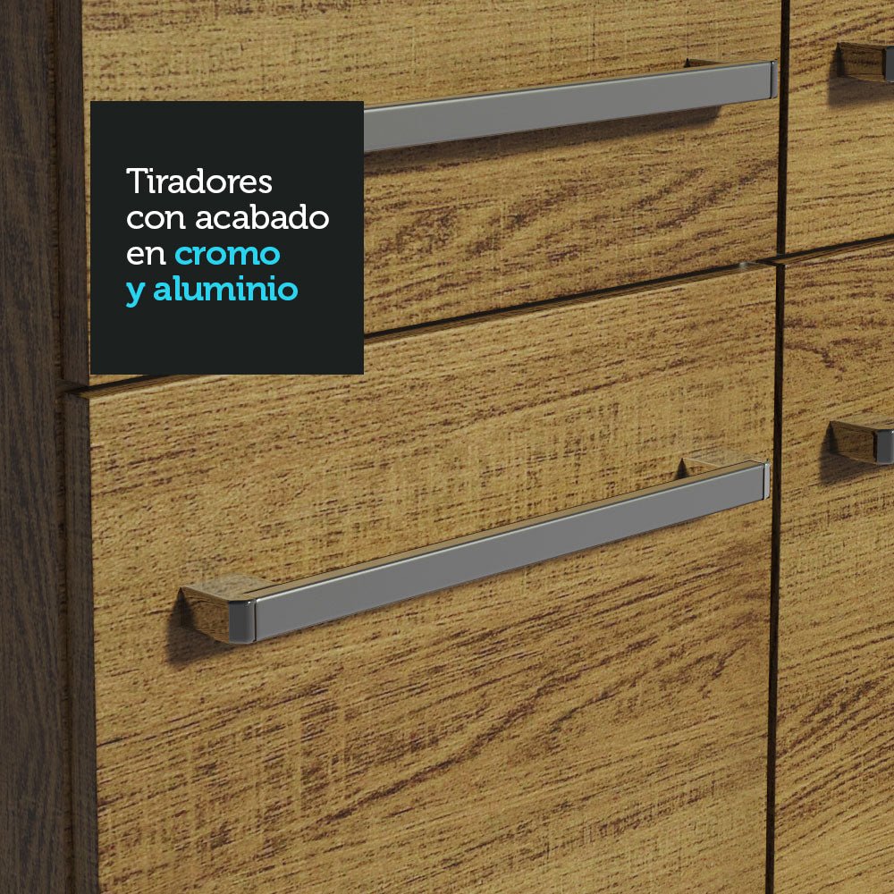 Cocina Integral Esquinero Modular Emilly Song Marron 261x186cm con Mesón de Madera Aglomerada Mdp sin Estufa con Un Cajón y con Catorce Entrepaños - COCINAS | Bylmo
