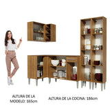 Cocina Integral Esquinero Modular Emilly Music Marron 293x186cm con Mesón de Madera Aglomerada Mdp sin Estufa con Un Cajón y con Dieciocho Entrepaños - COCINAS | Bylmo