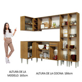 Cocina Integral Esquinero Modular Emilly Self Marron 293x186cm con Mesón de Madera Aglomerada Mdp sin Estufa con Un Cajón y con Veinte Entrepaños - COCINAS | Bylmo