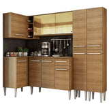 Cocina Integral Esquinero Modular Emilly Line Marron 293x186cm con Mesón de Madera Aglomerada Mdp sin Estufa con Un Cajón y con Veinte Entrepaños - COCINAS | Bylmo