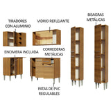 Cocina Integral Esquinero Modular Emilly Line Marron 293x186cm con Mesón de Madera Aglomerada Mdp sin Estufa con Un Cajón y con Veinte Entrepaños - COCINAS | Bylmo