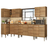 Cocina Integral Esquinero Modular Emilly Rock Marron 357x186cm con Mesón de Madera Aglomerada Mdp sin Estufa con Un Cajón y con Dieciocho Entrepaños - COCINAS | Bylmo