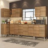 Cocina Integral Esquinero Modular Emilly Rock Marron 357x186cm con Mesón de Madera Aglomerada Mdp sin Estufa con Un Cajón y con Dieciocho Entrepaños - COCINAS | Bylmo