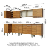 Cocina Integral Esquinero Modular Emilly Jazz Marron 357x186cm con Mesón de Madera Aglomerada Mdp sin Estufa con Un Cajón y con Veinte Entrepaños - COCINAS | Bylmo