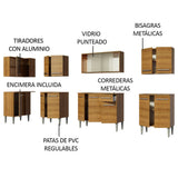 Cocina Integral Esquinero Modular Emilly Jazz Marron 357x186cm con Mesón de Madera Aglomerada Mdp sin Estufa con Un Cajón y con Veinte Entrepaños - COCINAS | Bylmo