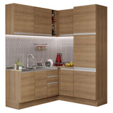 Cocina Integral Esquinero Modular Glamy Marron 329x225cm sin Mesón sin Estufa con Tres Cajones y con Diecinueve Entrepaños - COCINAS | Bylmo