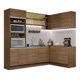 Cocina Integral Esquinero Modular Glamy Marron 399x225cm sin Mesón sin Estufa con Tres Cajones y con Veintitrés Entrepaños - COCINAS | Bylmo
