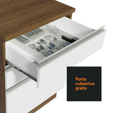 Cocina Integral Esquinero Modular Glamy Marron y Blanco 399x225cm sin Mesón sin Estufa con Tres Cajones y con Veintitrés Entrepaños - COCINAS | Bylmo