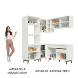 Cocina Integral Esquinero Modular Reims Blanco 332x210cm con Mesón de Madera Aglomerada Mdp sin Estufa con Un Cajón y con Dieciocho Entrepaños - COCINAS | Bylmo
