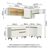 Cocina Integral Esquinero Modular Reims Blanco 332x210cm con Mesón de Madera Aglomerada Mdp sin Estufa con Un Cajón y con Dieciséis Entrepaños - COCINAS | Bylmo