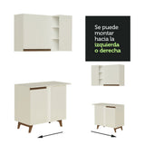 Cocina Integral Esquinero Modular Reims Blanco 462x210cm con Mesón de Madera Aglomerada Mdp sin Estufa con Tres Cajones y con Veintidós Entrepaños - COCINAS | Bylmo