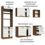 Cocina Integral Modular Agata Marron y Blanco 250x225cm sin Mesón sin Estufa con Tres Cajones y con Quince Entrepaños - COCINAS | Bylmo